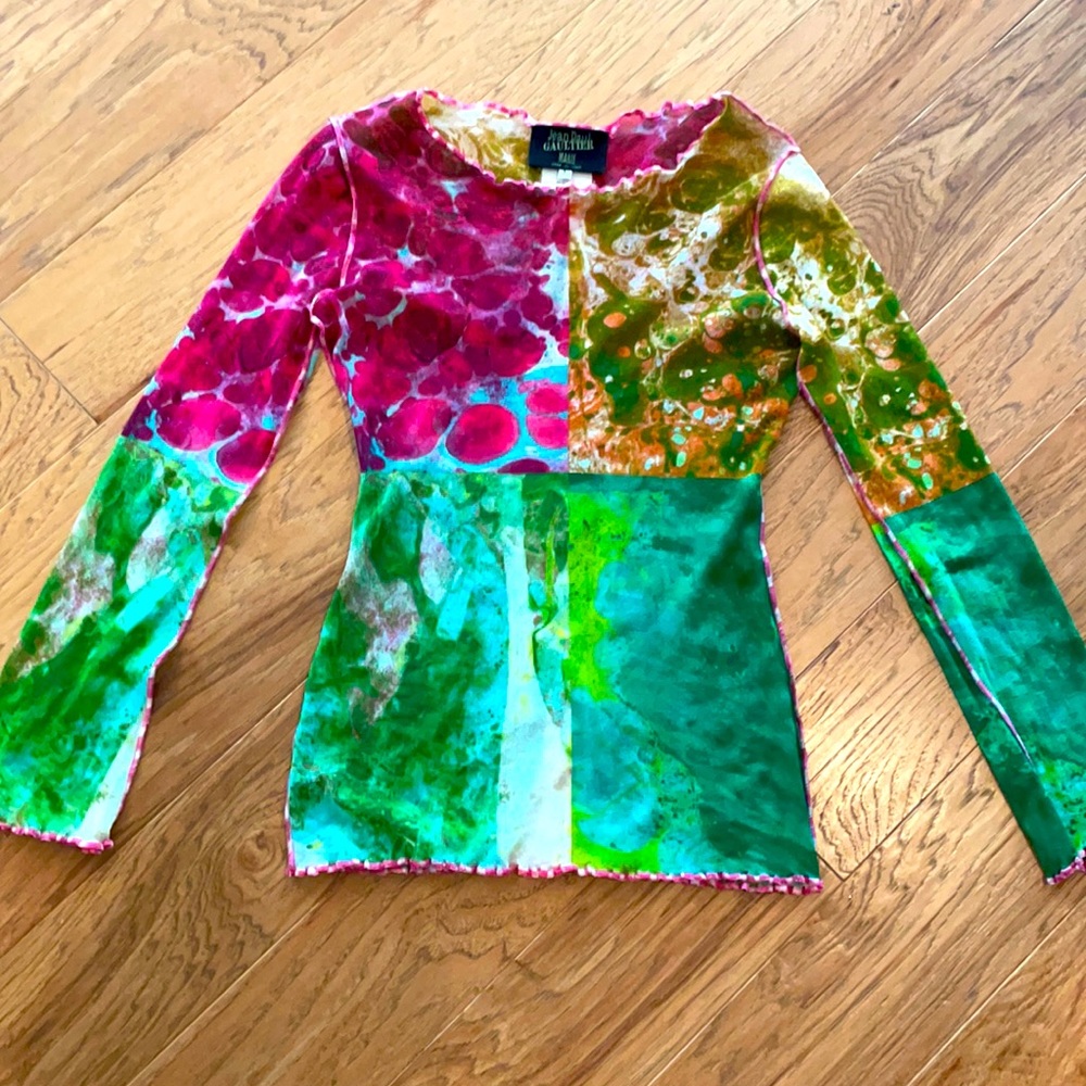 GORGEOUS multicolor Gaultier mesh top!
